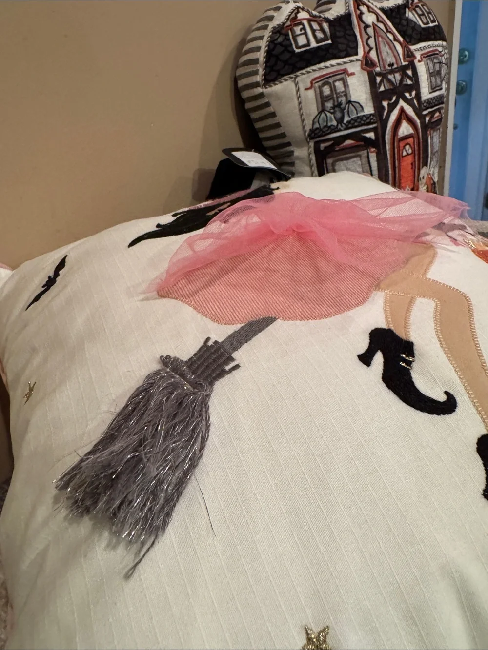 After Midnight Halloween Witch Pink Pillow -  NWT